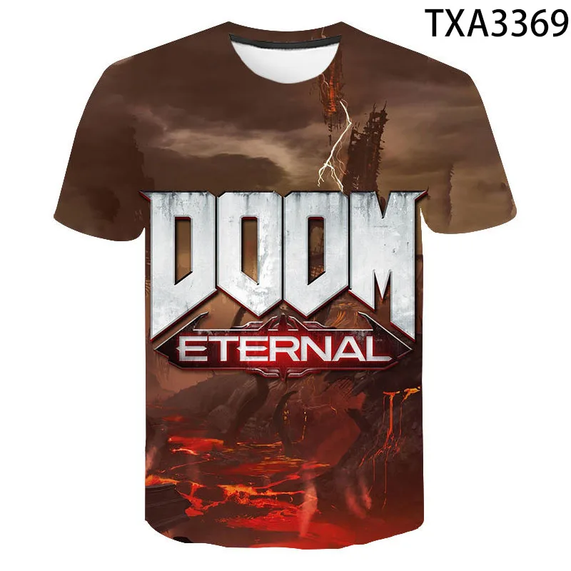 Streľba Hry Doom Večný 3D Vytlačené T Shirt Muži, Ženy, Deti Móda Krátky Rukáv T-shirt Chlapec Dievča Deti Streetwear Topy Čaj