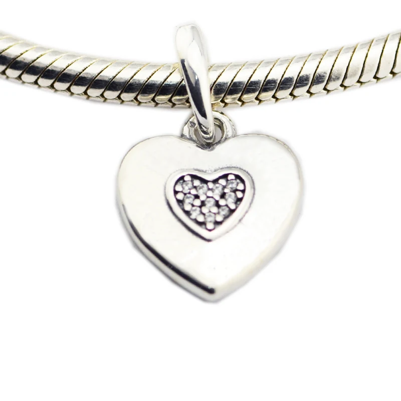 Strieborné Šperky Podpis Dangel Srdce Kúzlo Fit Originálny Náramok & Náhrdelník Korálky pre ženy DIY Módne Šperky