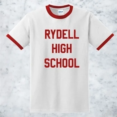 Sunfiz YF Ženy Tričko Rydell High School Listov Tlač Bežné Bavlna Vtipné Tričko Bielej Hore Tee Lumbálna Plus Veľkosť Camiseta
