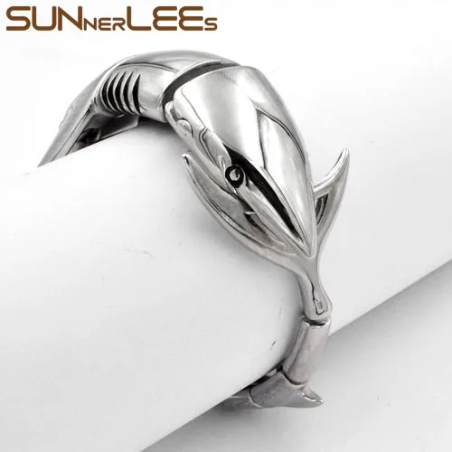 SUNNERLEES Módne Šperky Pánske Dámske Punk Shark Reťazí Náramok z Nerezovej Ocele SSB15