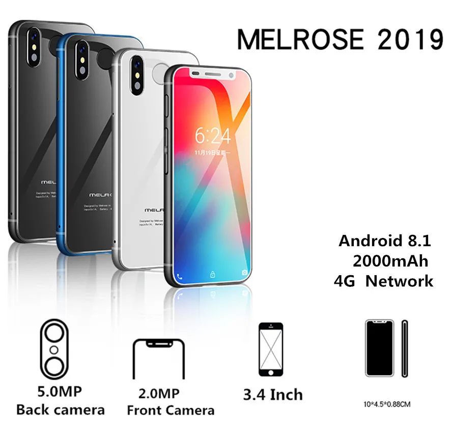 Super Mini Melrose 2019 4G Lte Najmenší Smartphone 3.4