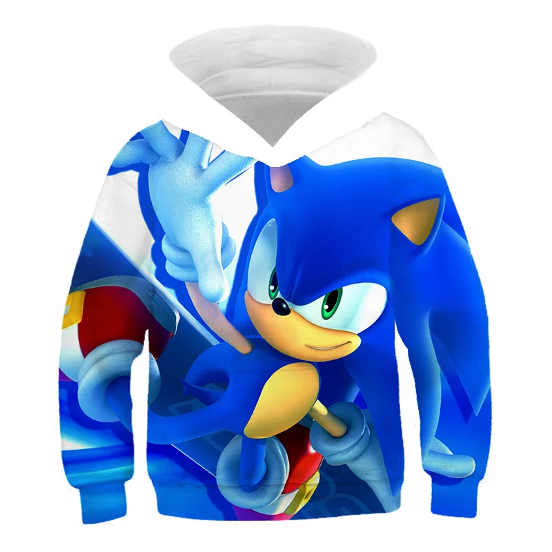 Super Sonic 3d detská Deti Hoodies Oblečenie, dlhé rukávy Pulóver Cartoon Sonic the Hedgehog Mikina Harajuku streetwear