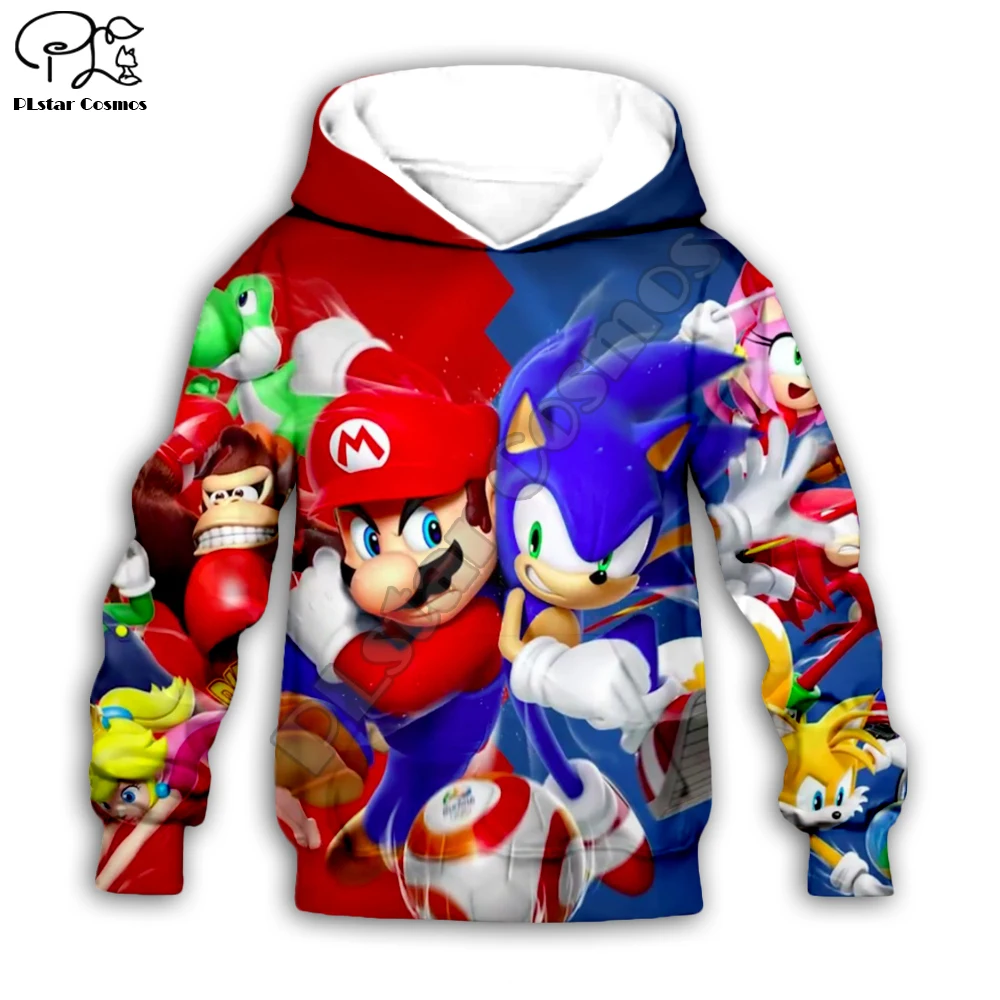 Super Sonic anime 3d Deti Hoodies na zips kabát Dlhý Rukáv Pulóver Cartoon Tepláková súprava Mikina s Kapucňou/nohavice/rodina