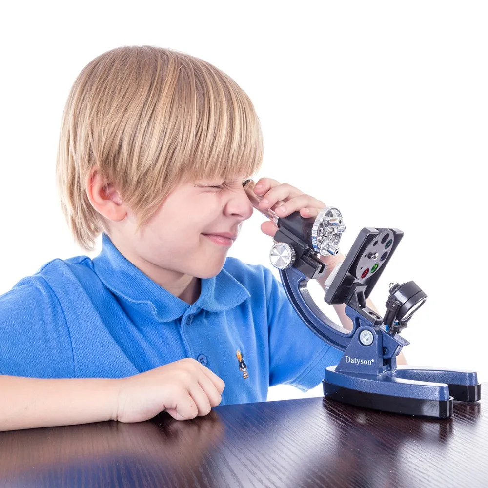 Surwish Odolné Študentov Laboratórium 1200 Krát Detí Kovové Mikroskopom Tool Kit Set pre Neture Prírodovedných - Modrá