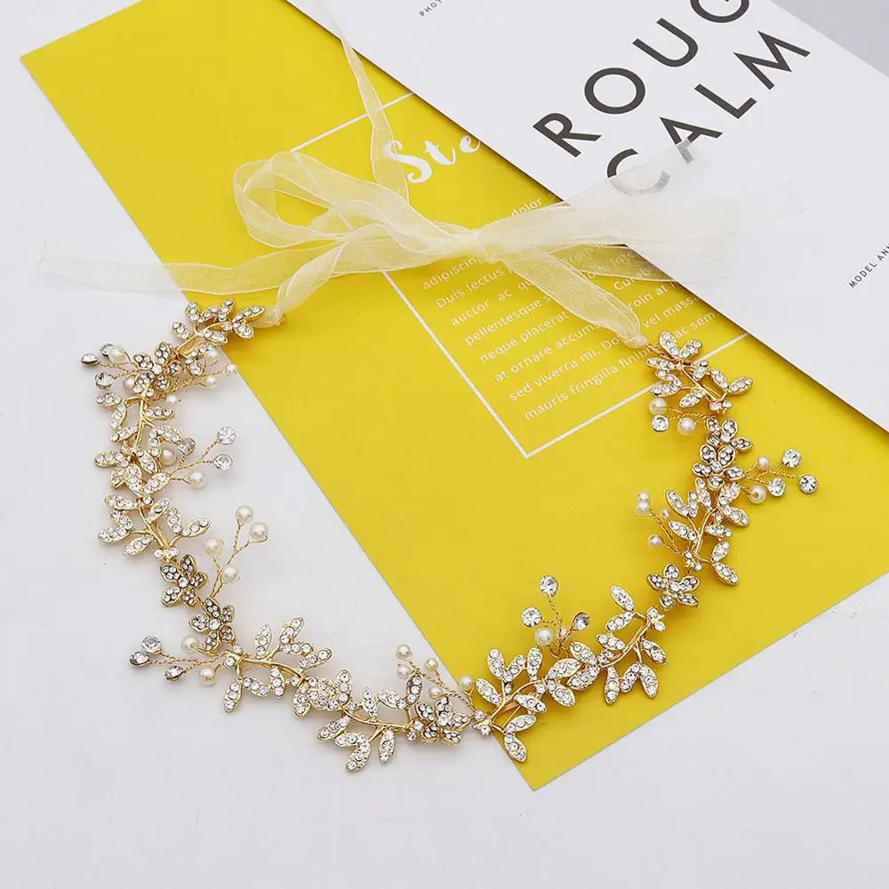 Svadobné Svadobné Vlasy, Šperky Leaf Crystal hlavový most pre Ženy Príslušenstvo Nevesta Headpiece Drahokamu Čelenky Prom Dekorácie
