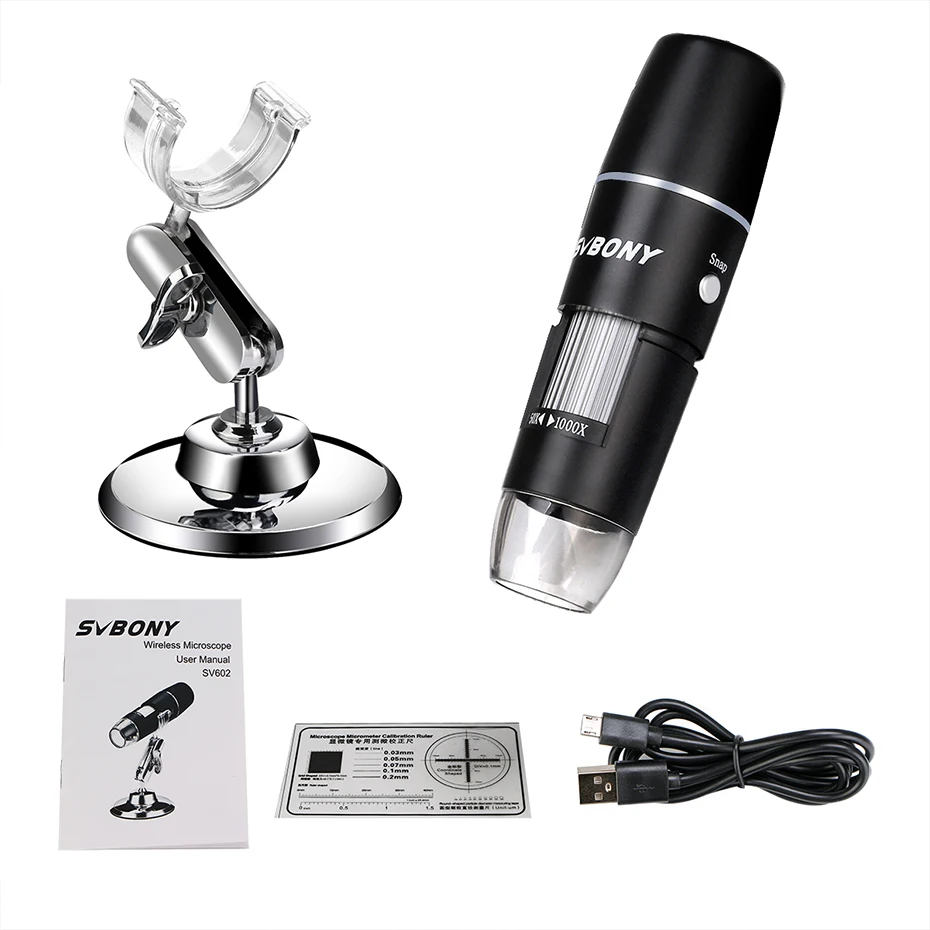 SVBONY SV602 50x-1000x Wifi/USB Mikroskop zväčšovacie sklo Digitálny Fotoaparát 8LED w/Stojan pre Android, IOS iPhone, iPad Mikroskopom