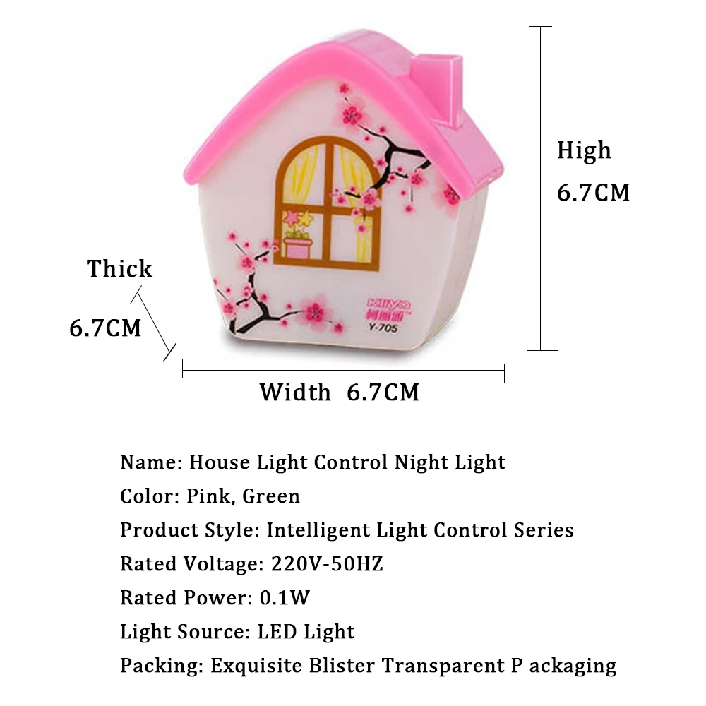 Svetelný Senzor Kontroly Nočné Svetlo Mini NÁM Plug Krásny Domov Ružová/Greem Mini Dom Spálňa lampy, Nočné Svetlo Pre Dieťa Darček