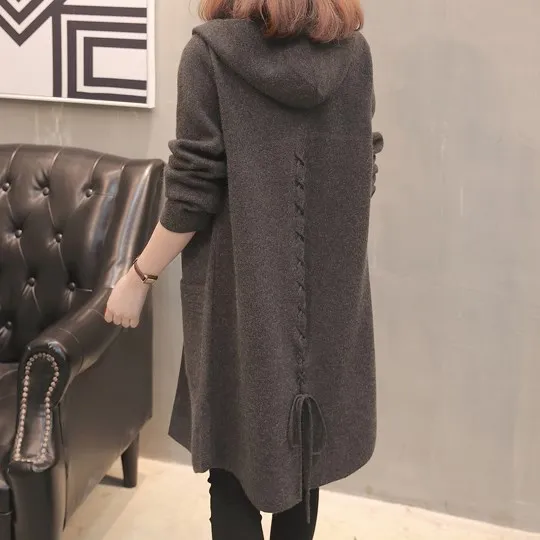 Sveter veľkosť Bunda dámske stredný a dlhý pletený sveter voľné kórejská verzia