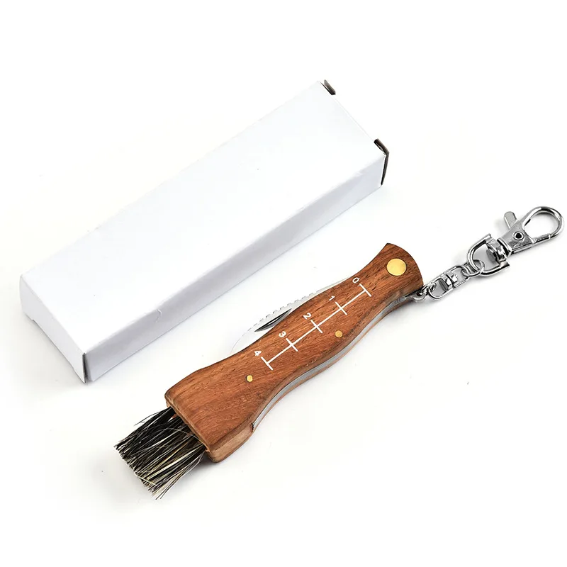 Swayboo Mini Prenosné rosewood rukoväť zber húb nôž camping nože s kefou multi-function skladací nôž nástroj