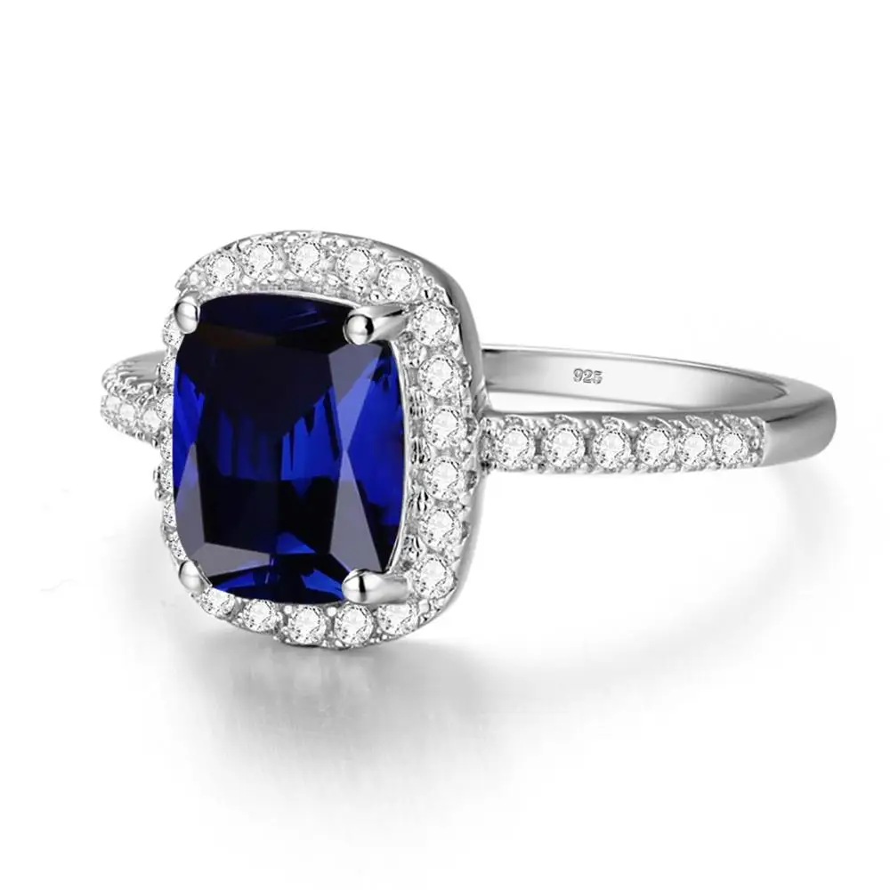 Szjinao Blue Sapphire Strieborný Prsteň 925 Minimalistický Šperky, Svadobné Set S Diamond Vintage Princezná Kate Ženy Príslušenstvo Anillas