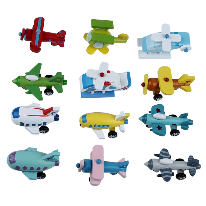 Súbor 12 Drevené Lietadlo Modelu Vzdelávacích Hračiek