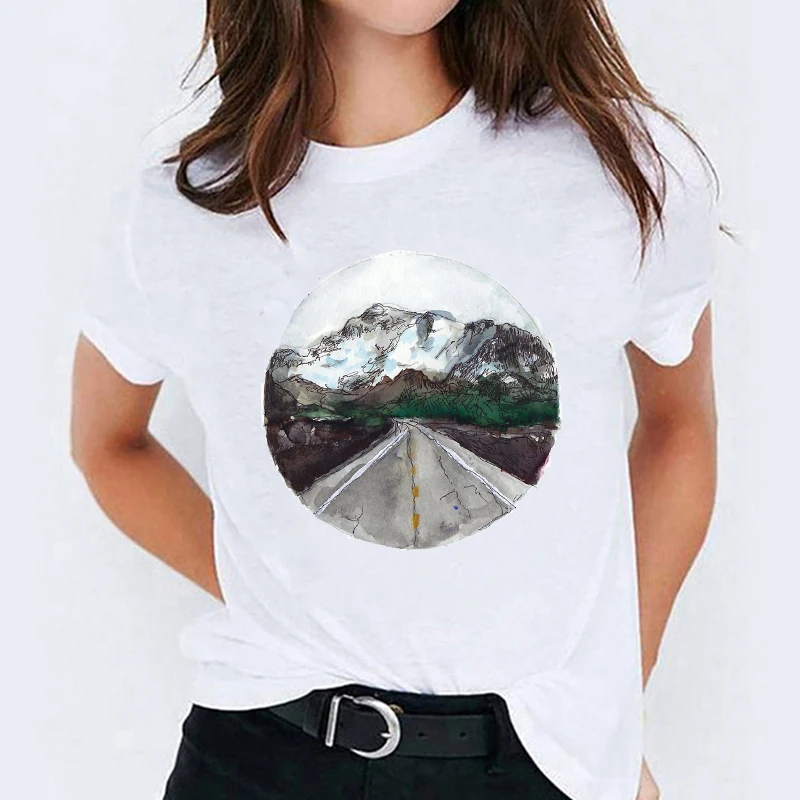 T-košele Top pre Ženy, Akvarel Tlač 90. rokoch Štýl Oblečenie Tlač Lady Dámske Graphic T Shirt Ladies Ženský Čaj T-Shirt