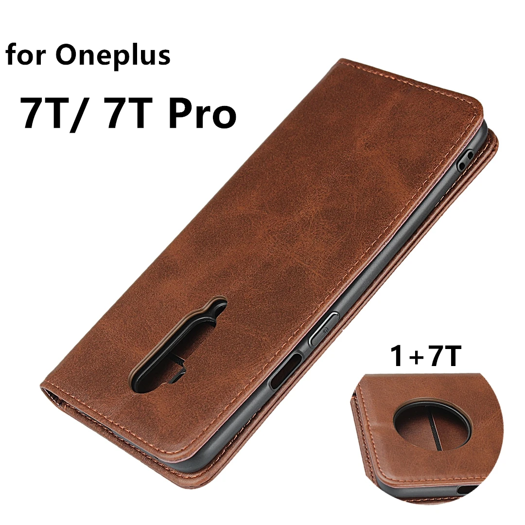 Telefón Prípade Oneplus 7T Jeden plus 7T Pro Kože Flip Prípade držiteľa karty Závesu Magnetická príťažlivosť Pokrývajú Retro