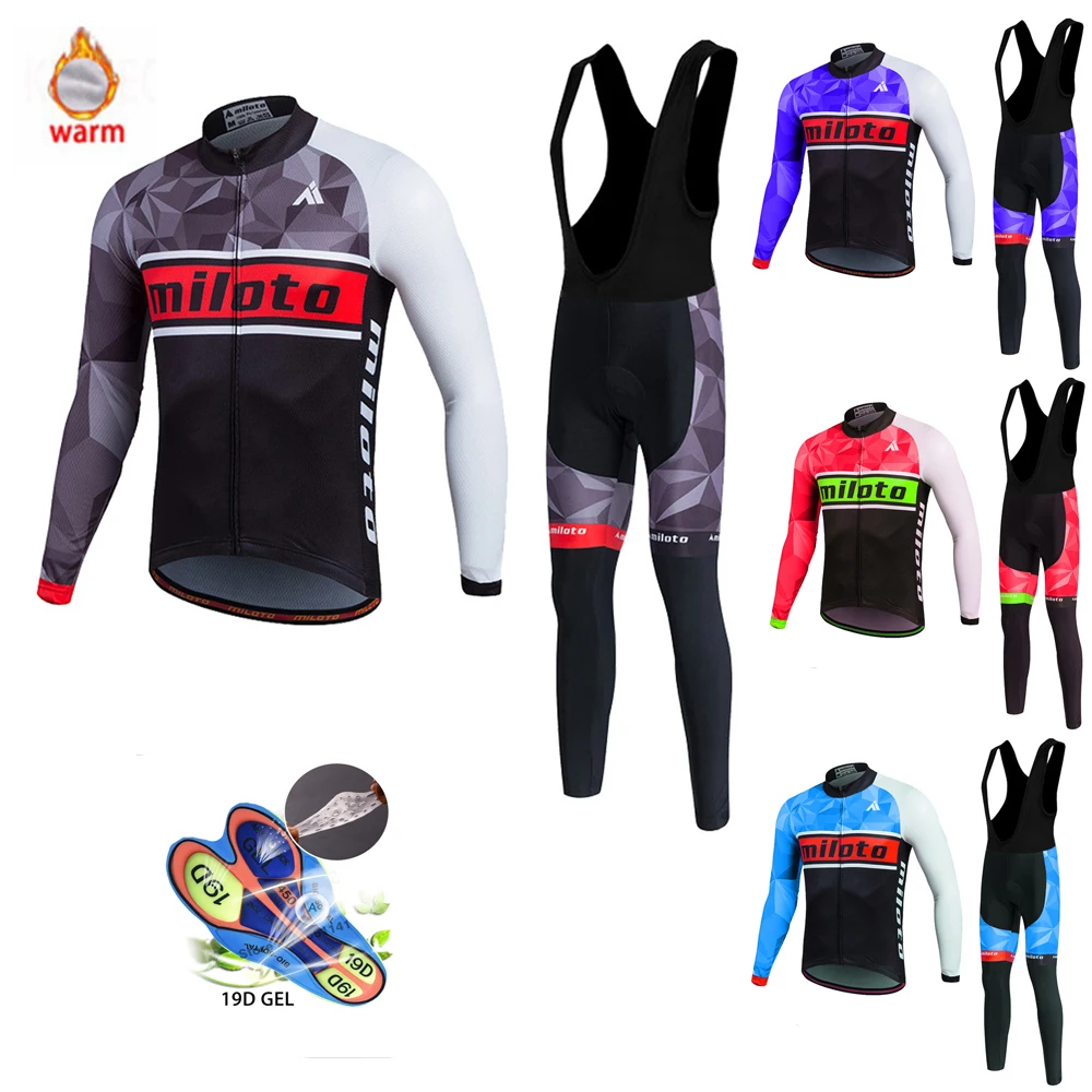 Teplé 2020 Zimné Thermal Fleece, Cyklistika Dres MILOTO Mužov MTB Šaty, Oblek Vonkajšie Koni Trek Bike MTB Oblečenie Ropa Ciclismo