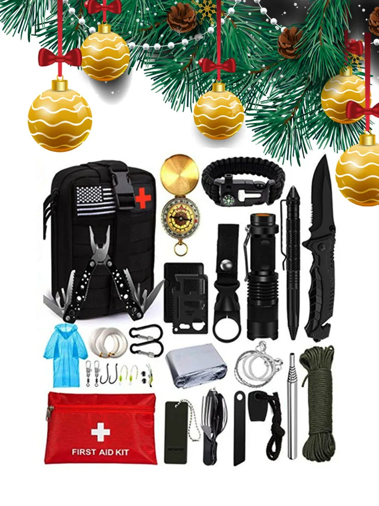 Tiesňové Survival Kit Prvá Pomoc Kit Professional Prežitie Výstroj Nástroj Batoh pre Vonkajšie Dobrodružstvo, Camping, Turistiku, Lov