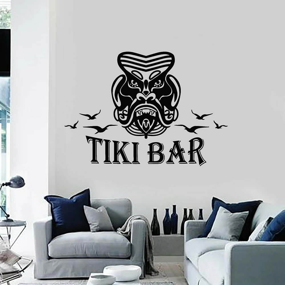 Tiki Bar Dekor Samolepky na Stenu Adesivo de Parede Reštaurácia Zdobené Vinylové Nálepky Tiki rezbárske práce Plagáty A479