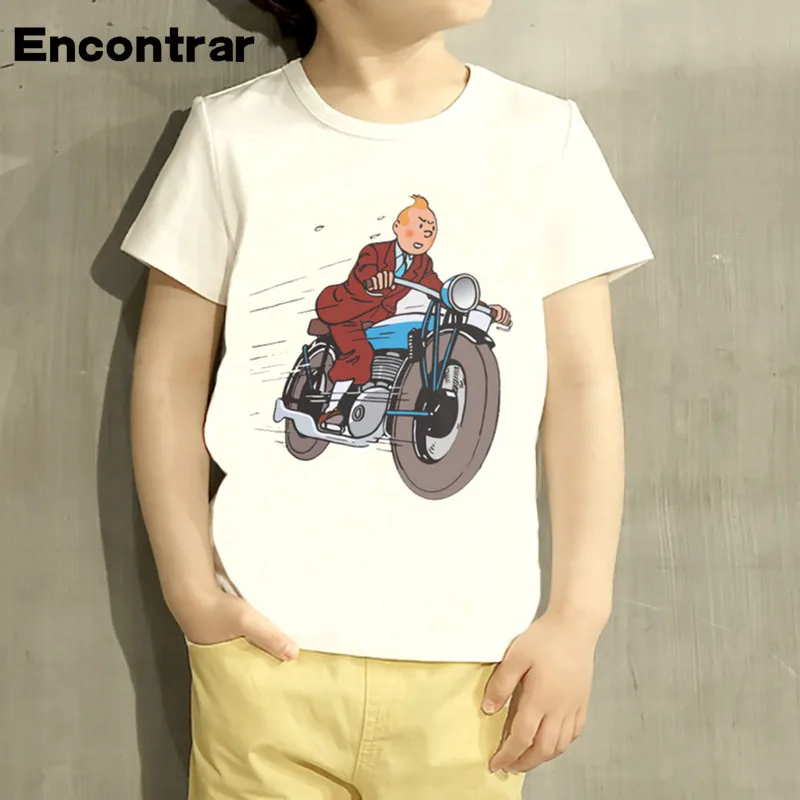 Tintin Cartoon Dizajn Chlapci/Dievča T Shirt Deti Zábavné Krátke Rukáv Topy Deti T-Shirt,HKP2037