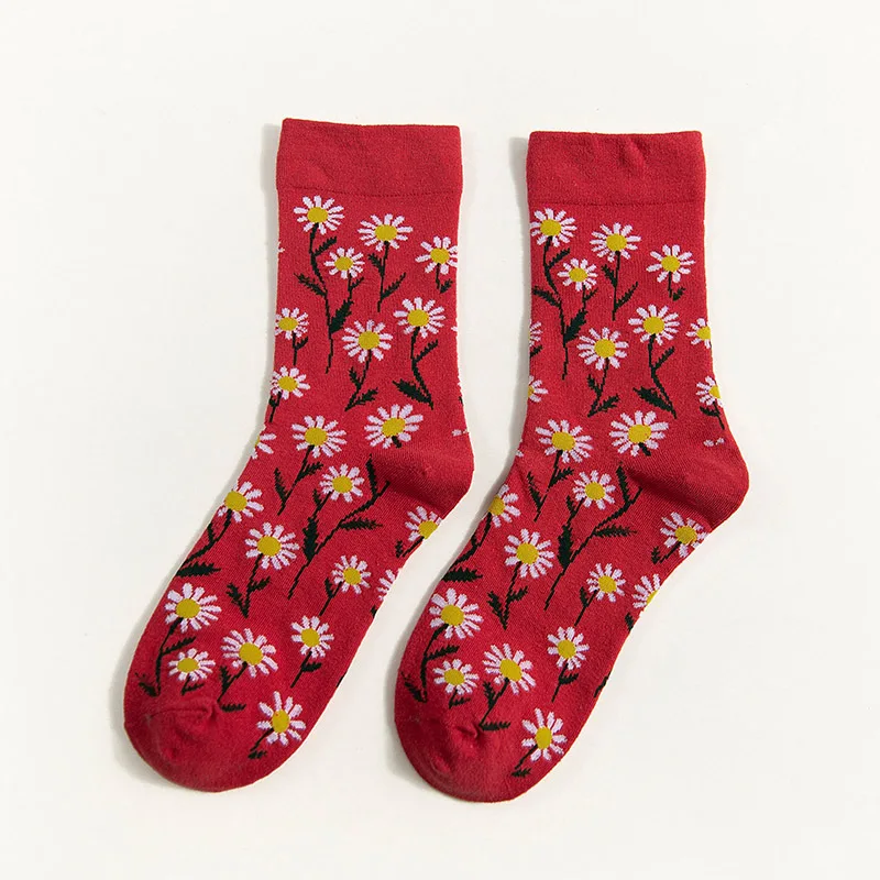 Tlač Roztomilý Žakárové/Rastliny, Kvety Vzor Umenie Ponožky Ženy Púpava/Slnečnica Ponožky Módne Mäkké Calcetines Sokken