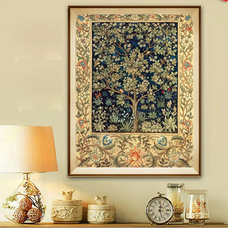 Tlačoviny Retro Štýl William Morris Strom Života Happy Tree Vzor Klasické Plagát Plátno na Maľovanie pre Home Decor