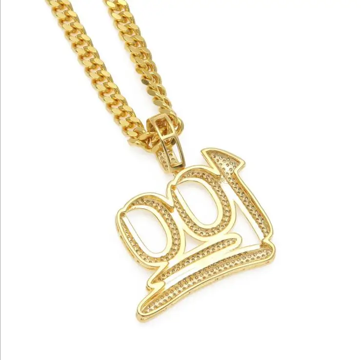 Top kvalita micro pave cz zirkónmi pánske šperky, zlato plnené s dlhým reťazcom číslo 100 prívesok ideálny darček chlapec náhrdelník