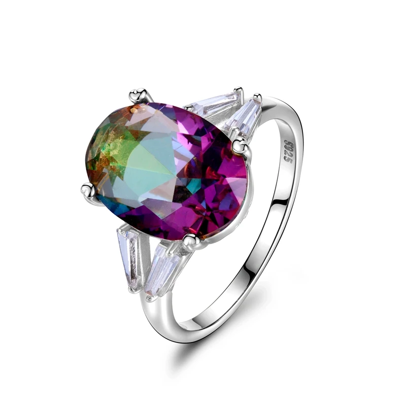 Top Kvalita Tajomstvo Rainbow Topaz Prstene Pre Ženy S925 Mincový Striebro Šperky Krúžok Výročie Svadby, Párty, Darčeky Veľkoobchod