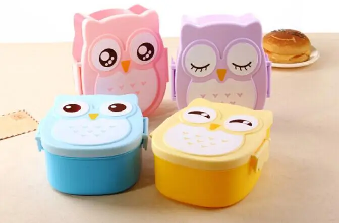 Top qualitity kawaii Candy Farby Owl Lunchbox Mikrovlnná Rúra Bento Kontajner Prípade Riadu pre dieťa jedlo box