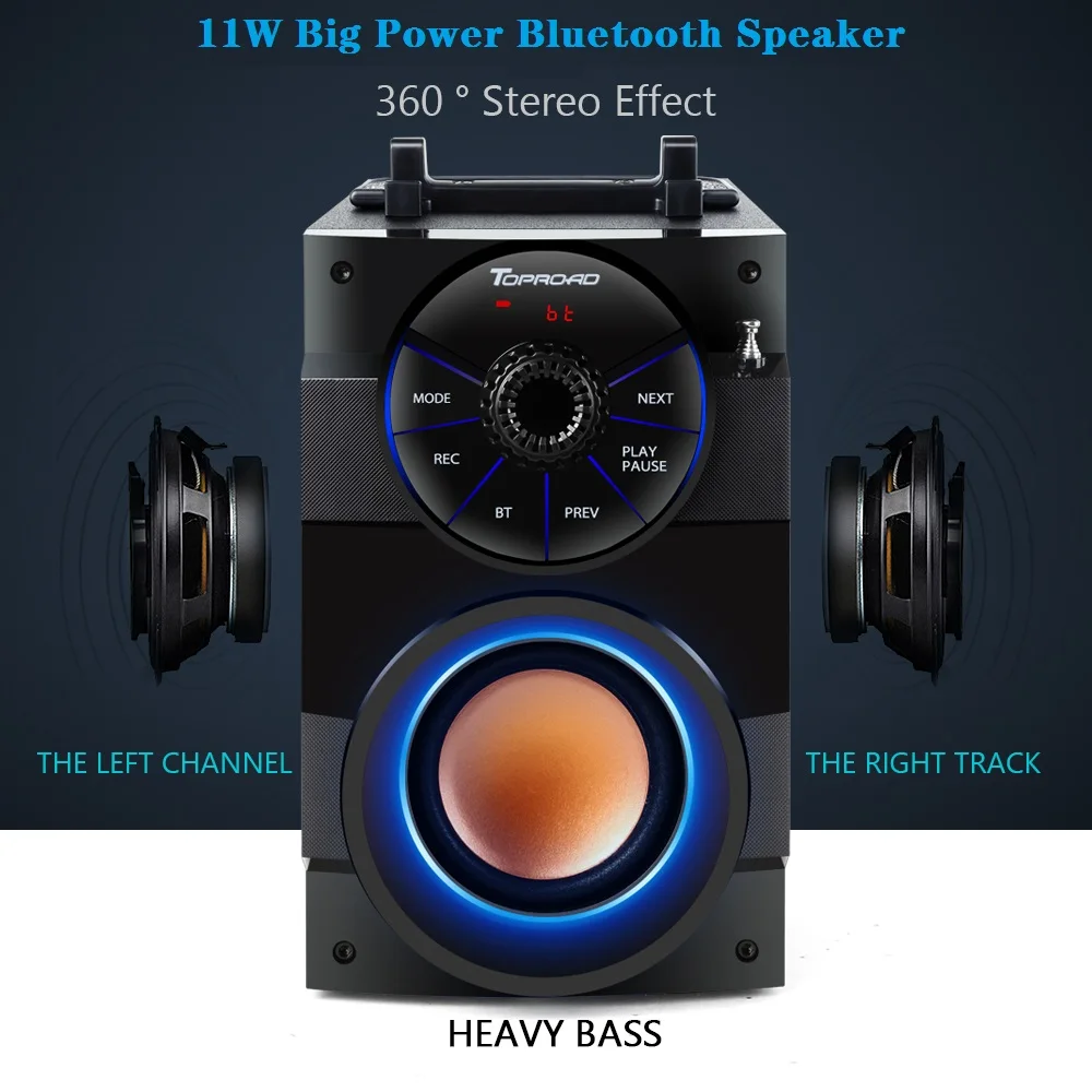 TOPROAD Prenosný Bluetooth Reproduktor Bezdrôtový Stereo Veľký Výkonný Subwoofer Bass Reproduktory Boombox Podpora FM Rádio TF AUX, USB