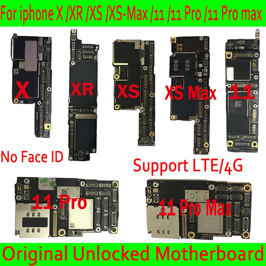 Továreň odomknutý pre iphone X / XR / XS / XS max / 11/ 11pro /11 pro max Doske,Pôvodný Doske,Logika doska s LTE 4G