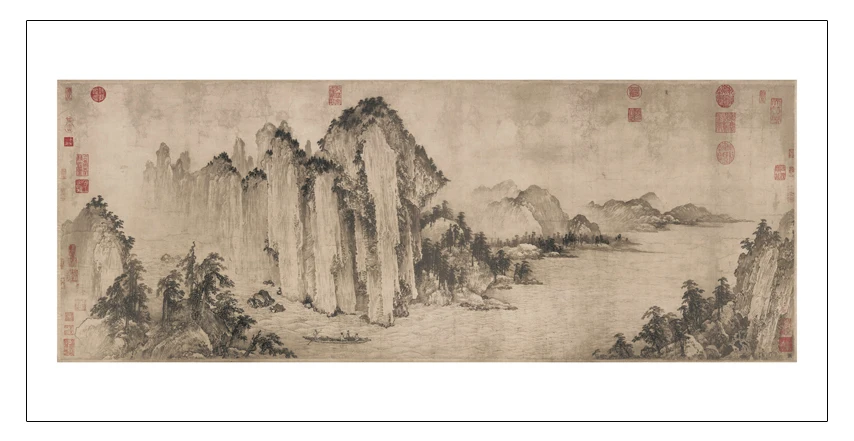 Tradičná Čínska maľba scenérie krajiny pastoračnej obrázok maľovanie vintage poster Chibi horách čínske umenie