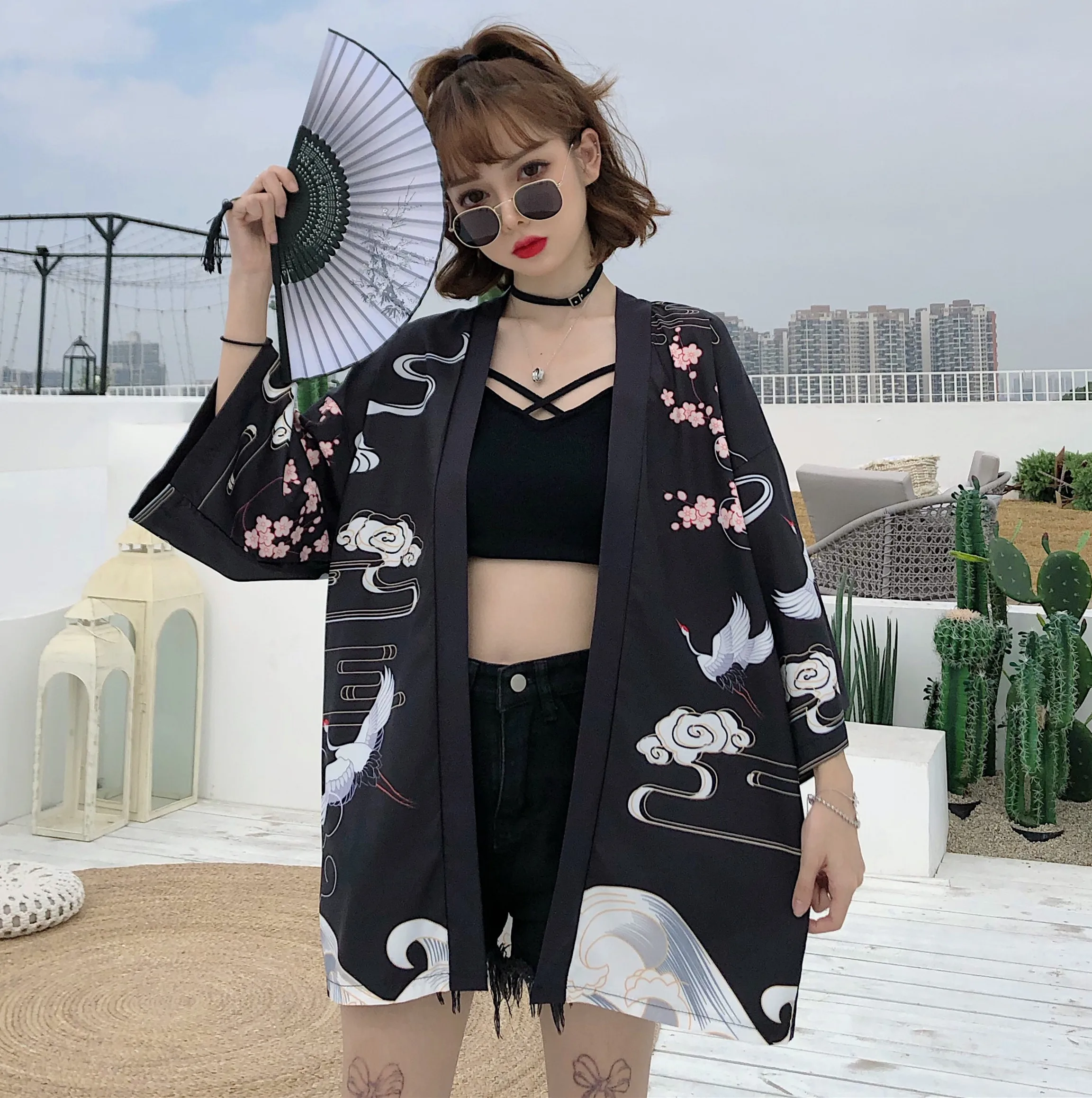 Tradičné Kimono Opaľovací Krém Harajuku Cardigan Ženy Japonský Voľné Tenké Tričko Letné Beach Kimono Samuraj Kostým Oblečenie