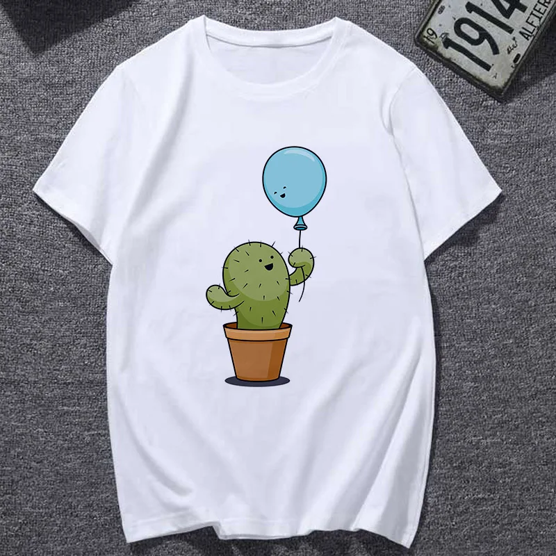 Tričko ženy Zábavné Kaktus Objať Ma vytlačené t-shirt White plus veľkosť Tričko žena Topy oblečenie móda Harajuku Krátke Sleeve Tee