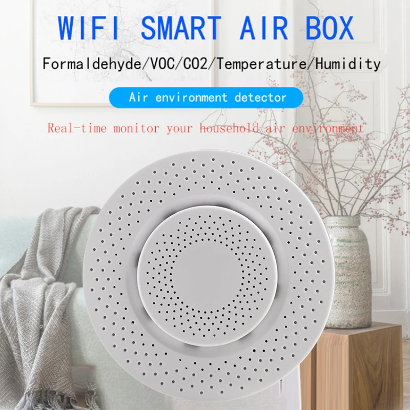 Tuya Wifi Smart Air Box Formaldehyd VOC emisií Oxidu Uhličitého Teplota A Vlhkosť, Senzor Automatizácie Smart Home Alarm Detektor