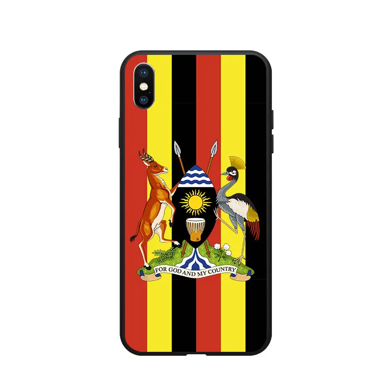 Uganda National Flag erbom Tému Soft TPU Telefón Prípadoch Obrázok obalu Logo Pre iPhone 6 7 8 S XR X Plus 11 Pro Max