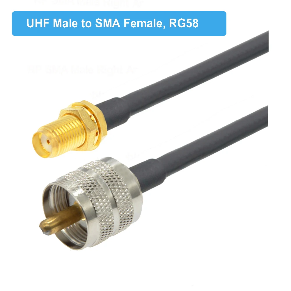 UHF Kábel RG58 PL259 UHF Muž na SMA Male Rovno Zapojte Adaptér Pigtail Jumper ANTÉNNY Koaxiálny Predlžovací Kábel 15 CM 50 CM 1M 2M 3M 5M