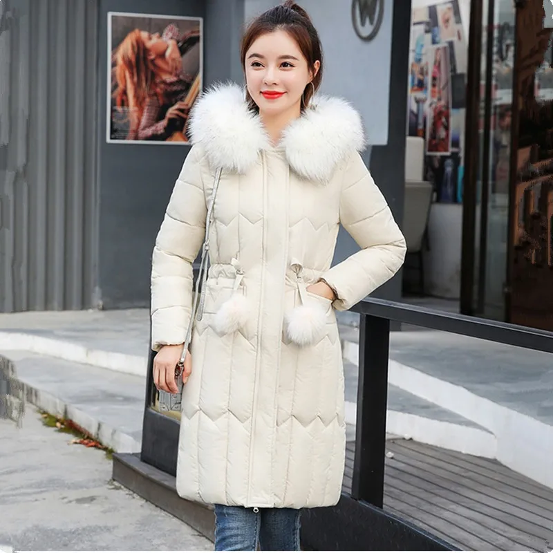 UHYTGF kožušiny golier zimné bavlna bundy ženy strednej dĺžky kórejský voľné 5XL plus veľkosť kabát zahustiť nadol bunda teplé vrchné oblečenie 1783