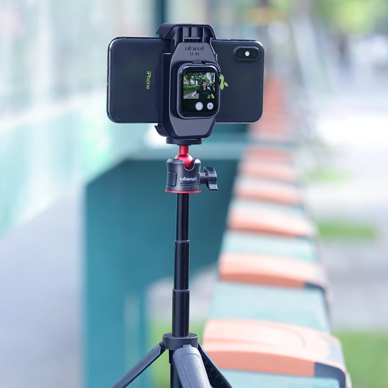 Ulanzi ST-09 Selfie Vlog Telefón Klip pre iPhone pre Apple Hodinky Série 5 S Chladné Topánky Tripod Mount Držiak na Mikrofón, LED Svetlo