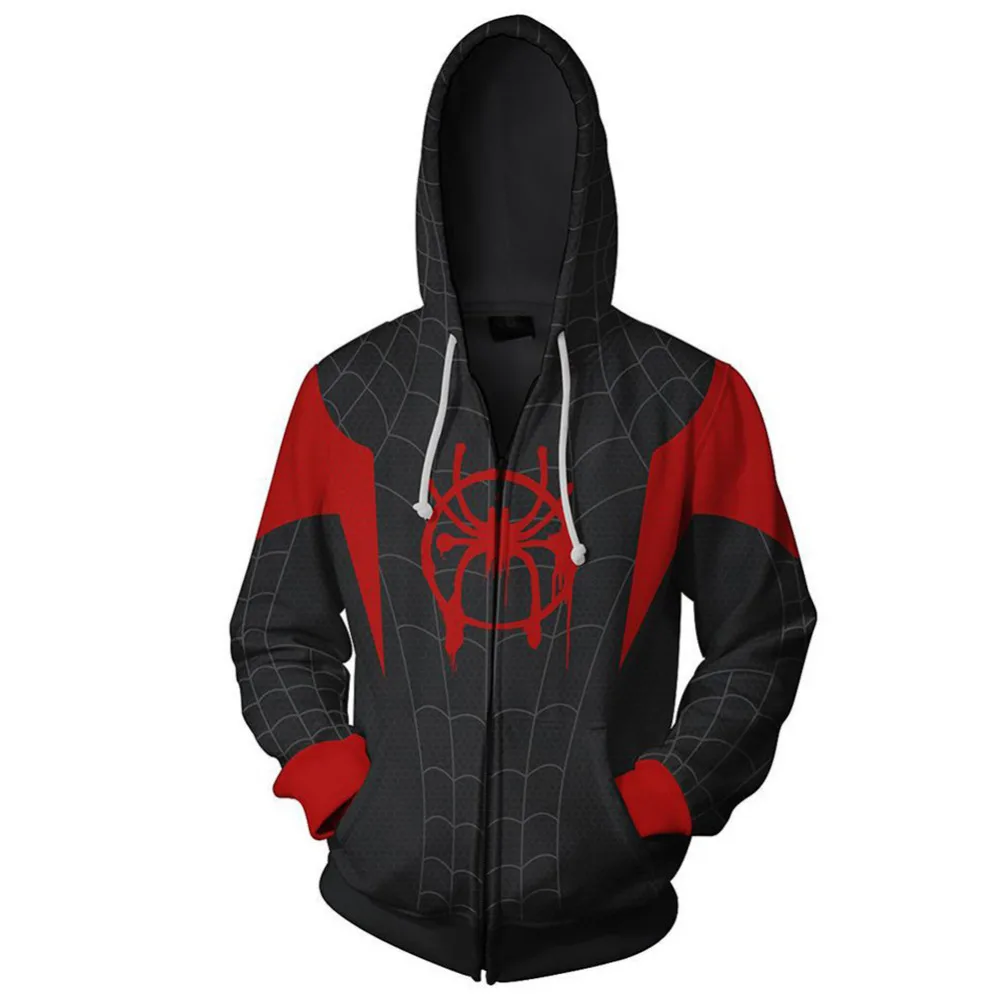 Ultimate Cosplay Spider cosplay Muž Zips s Kapucňou Sveter Kabát Red Hood Cosplay Pulóver s Kapucňou,