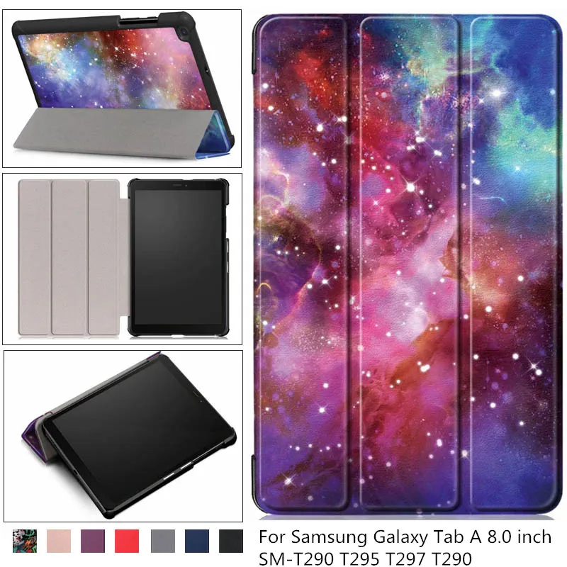 Ultra-tenký model Knihy Magnetické Flip Tablet Cover obal pre Samsung Tab 8.0-palcový SM-T290 T295 T297 T290 2019 Tablet + film