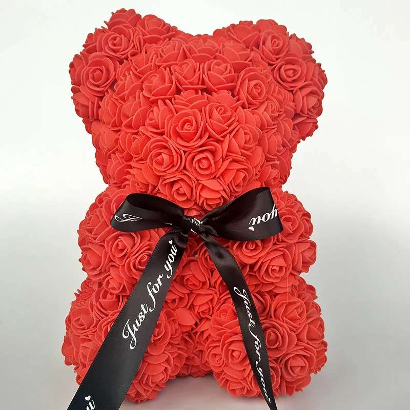 Umelé ruže medveď kvet 25 cm vysoká, Valentína darček ruže medvedíky 14 farieb Dovolenku svadobné kvety medveď rose