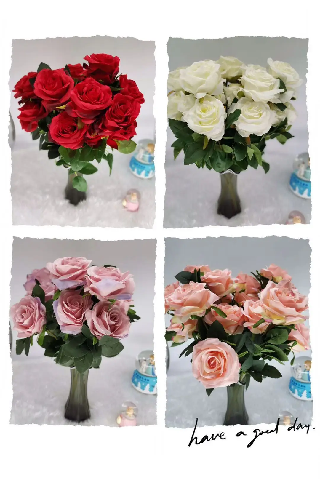 Umelý hodváb 1 Banda francúzsky Ruže Kvetinový Kytice Falošné Kvet Usporiadať Tabuľku Daisy Svadobné Kvety Decor Strany príslušenstvo Flores