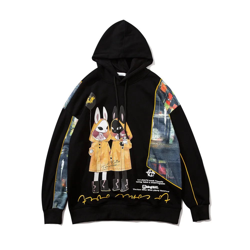 UNCLEDONJM 2020AW Cartoon Mikiny pánske japonský streetwear mikina anime Hip Hop hoodies mužov dizajnér mikina BO-6057
