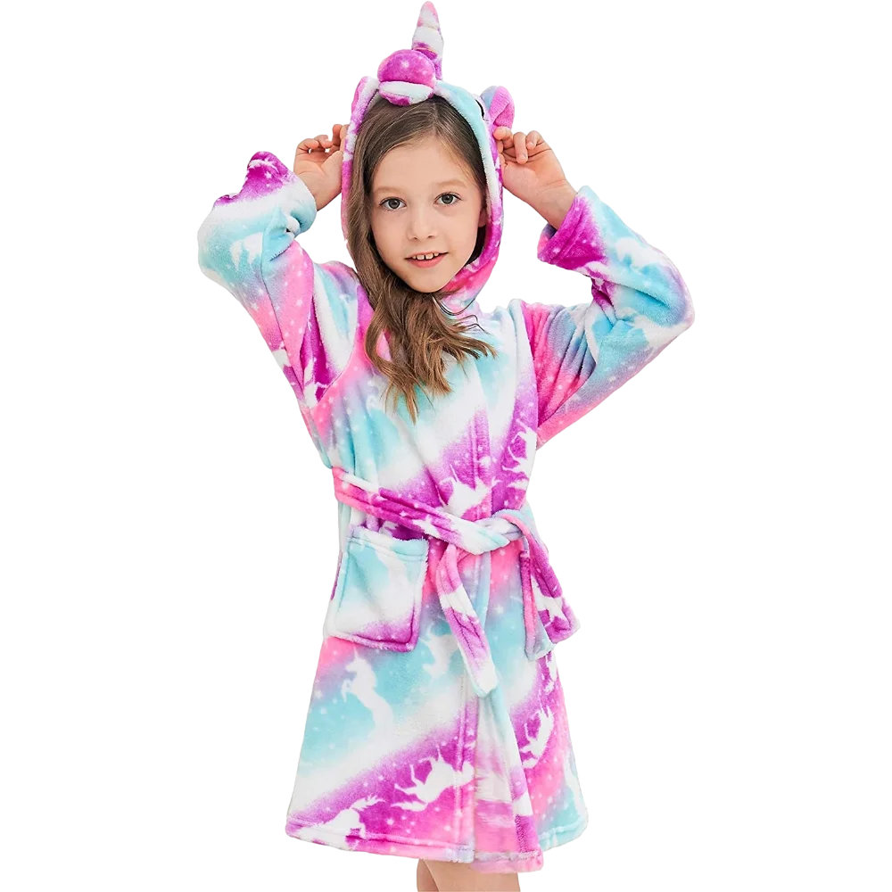 Unicorn Župan s Kapucňou pre Dievčatá Zimné Pyžamo Rainbow Deti Sleepwear Kapucňou Nightgowns Dievčatá Oblečenie 3-11 Rokov Detské Oblečenie