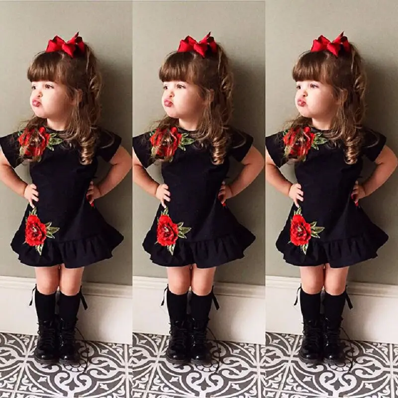 USA Batoľa Detský Baby Dievčatá 3D Kvet Letná Party Šaty Sundress Oblečenie 0-4t-taktné