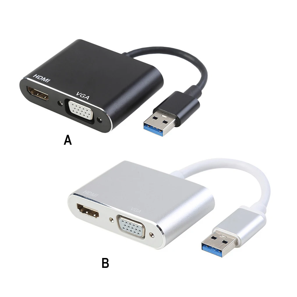 USB 3.0 HDMI VGA 1080P Adaptér Dobrú Húževnatosť Silné Vytrvalosť 2 v 1 Rozbočovač Video Converter pre Mac OS HDTV