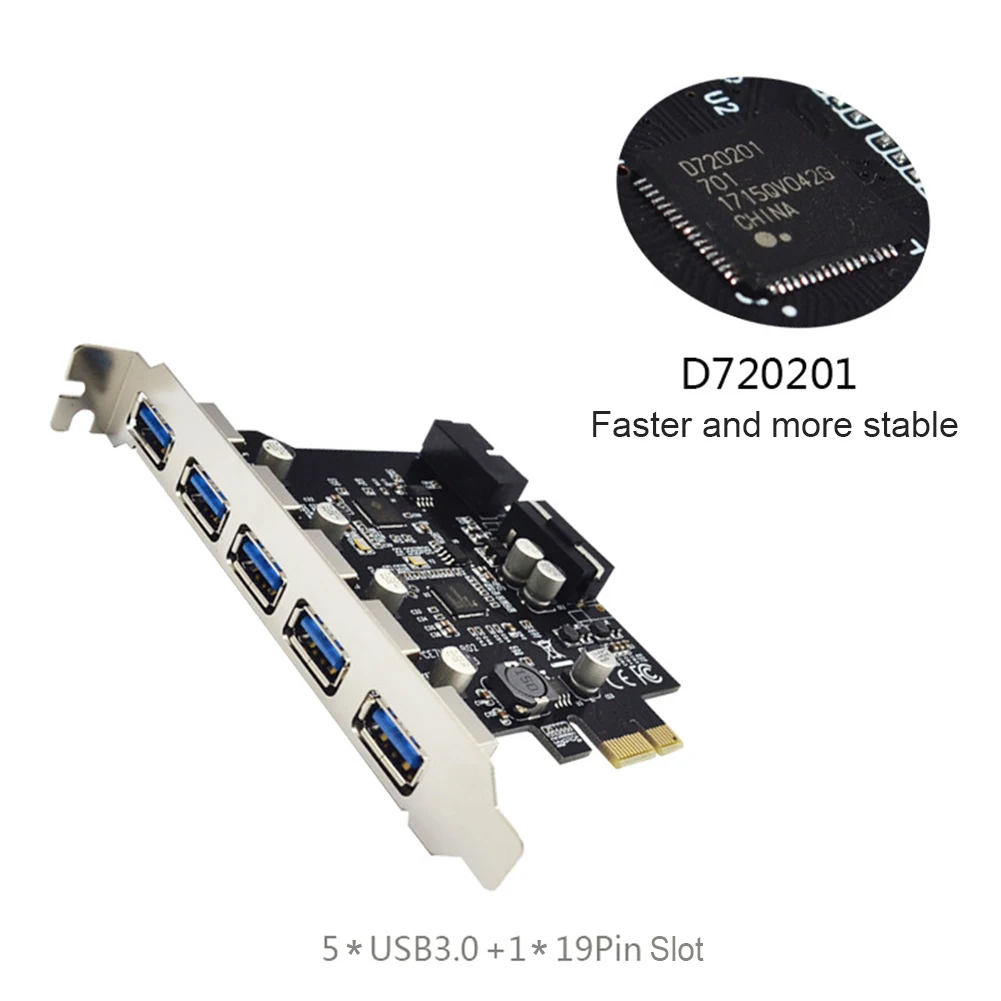 USB 3.0, PCI-E Rozširujúca Karta 5 Porty ROZBOČOVAČ Adaptér pre Stolné PC, PCI Express Extender Modul Doska