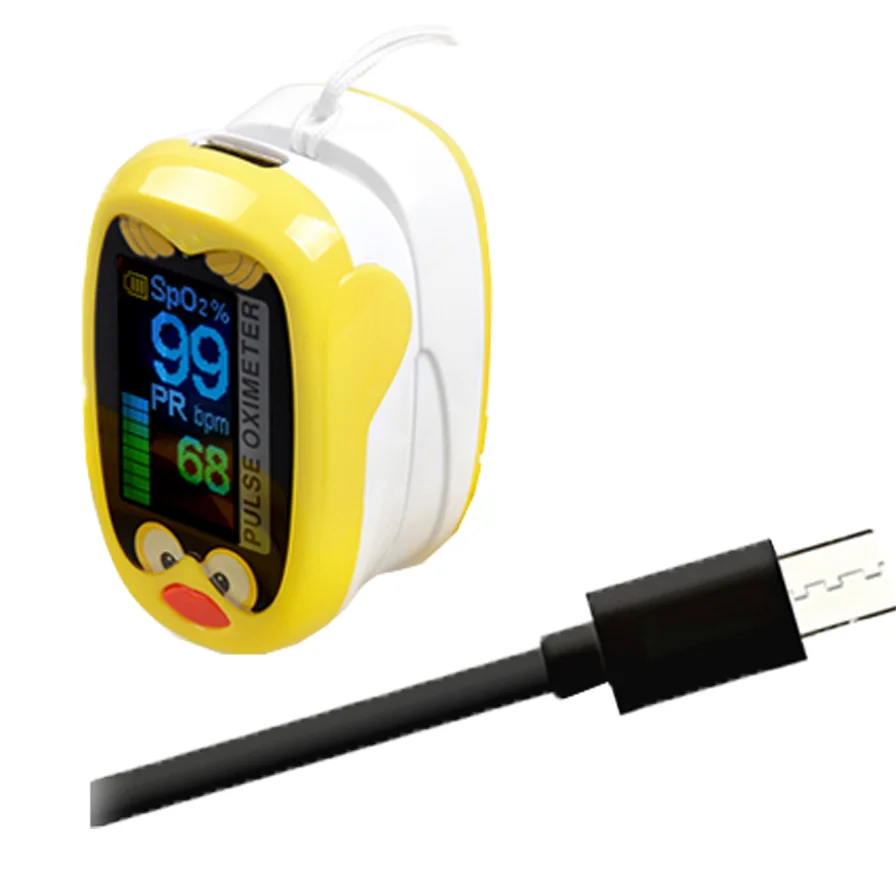 USB Nabíjateľné Roztomilý Kreslený Dieťa Prst Pulzný Oximeter Pediatric SpO2 Kyslíka v Krvi, Sýtosť Meter Pre Dieťa Dieťa Deti