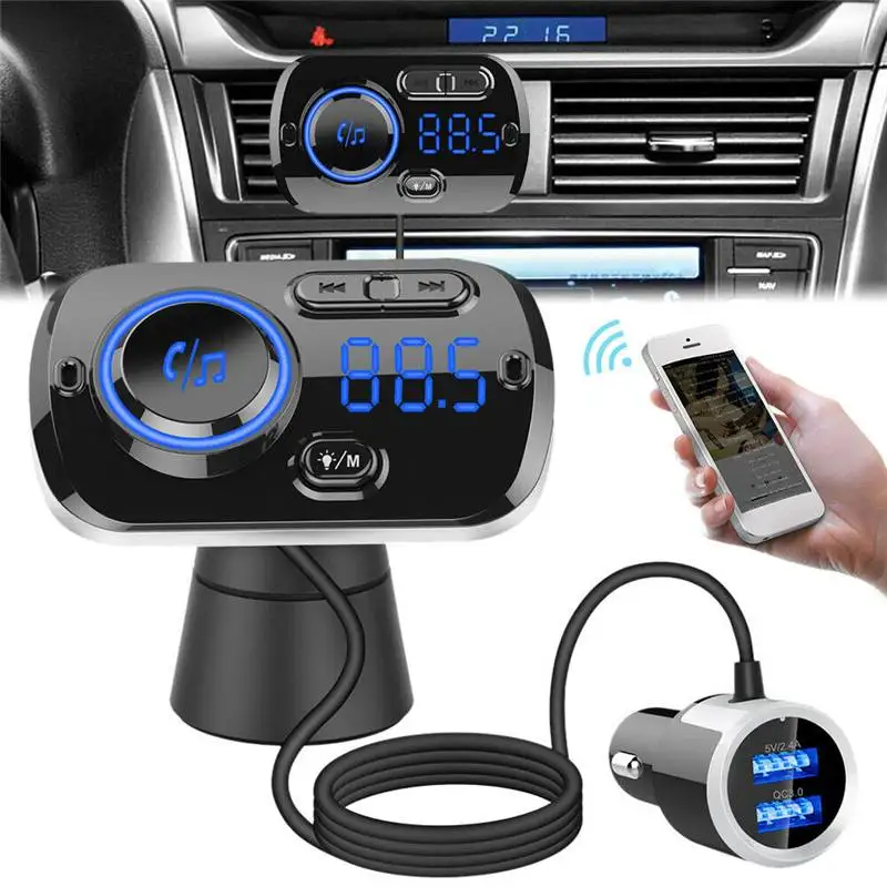 USB Nabíjačka do Auta QC3.0 Rýchle Nabíjanie FM Modulátor Vysielač, Prijímač Bluetooth 5.0 Handsfree Súprava do Auta Audio Rádio MP3 Prehrávač