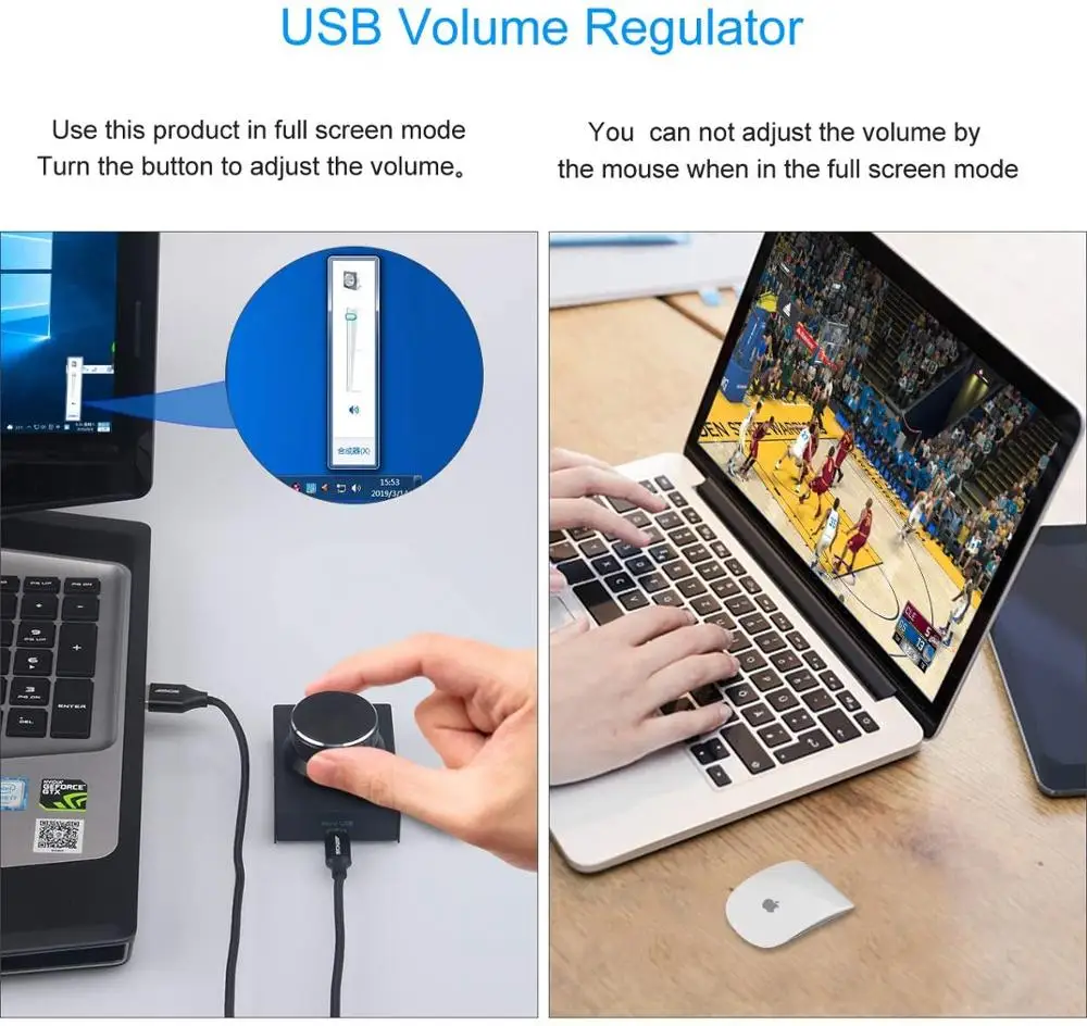 USB Ovládanie Hlasitosti Gombík Audio Nastavovač s 4.9 ft USB Kábel PC Reproduktory Prepnite Ovládací Modul PC Reproduktorov Počítača, Audio Ovládanie