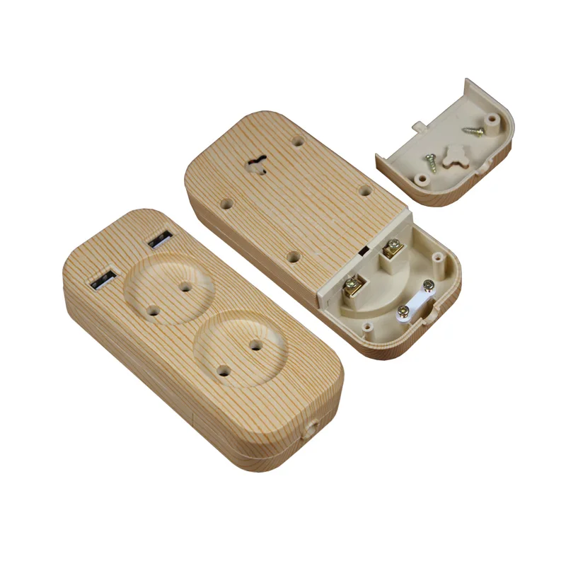 USB predlžovací Zásuvka nabíjačky doprava Zadarmo Dvojitý USB Port 5V 2A Usb drevín farba vysokej kvality usb zásuvky FZ-03