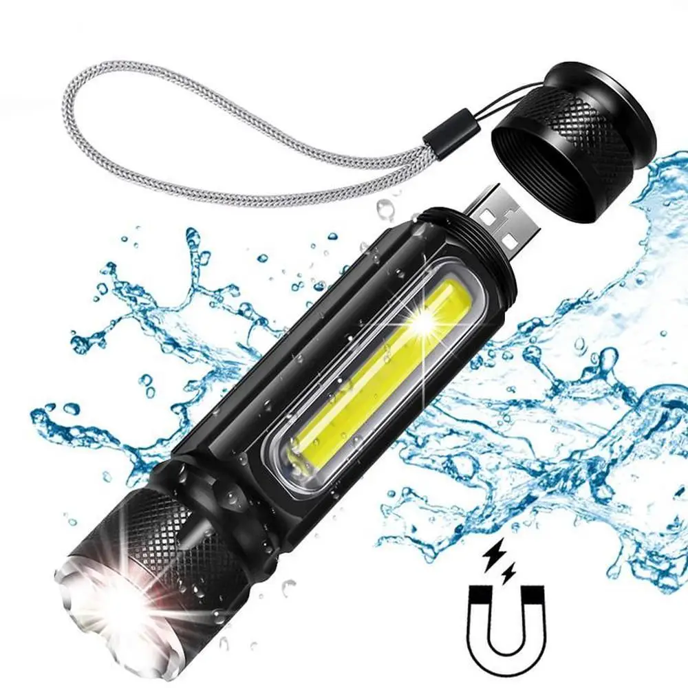 USB silný blesk nabíjateľná baterka Zoomovateľnom Pozornosti nepremokavé Taktická baterka camping svetlo, zábleskové svetlo Led